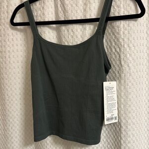 NWT lululemon ebb to street scoop crop tank in dark forest